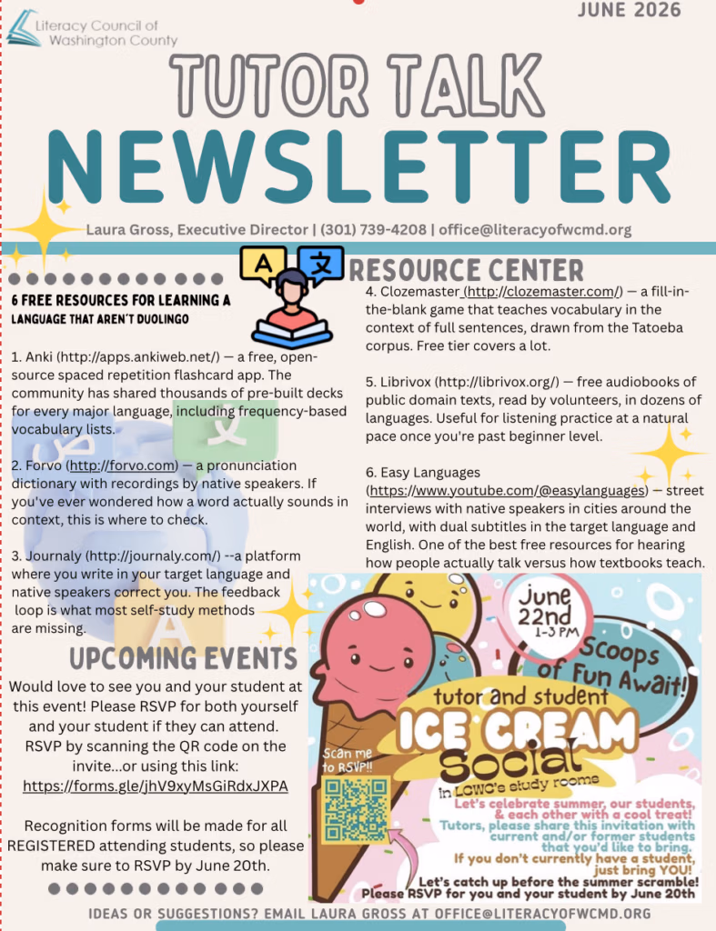 Tutor Talk Newsletter, June 2026, page 1