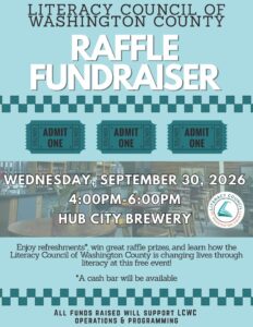 LCWC Raffle Fundraiser flyer - Wednesday, September 30, 2026, 4-6 PM at Hub City Brewery